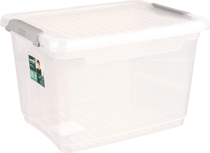 Boîte de rangement avec couvercle et clips, 16,6 l
