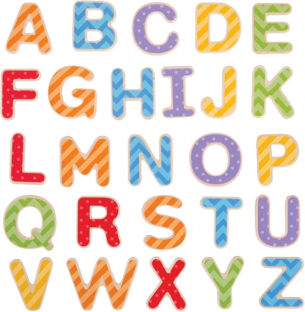 Alphabet magnétique en bois coloré
