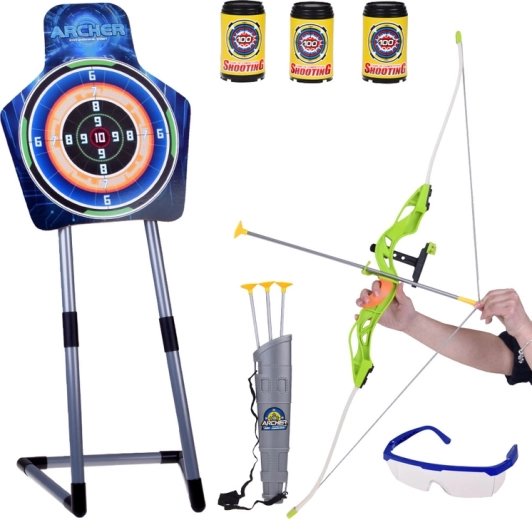 Grand set de tir à l’arc pour enfants avec cible, flèches et support