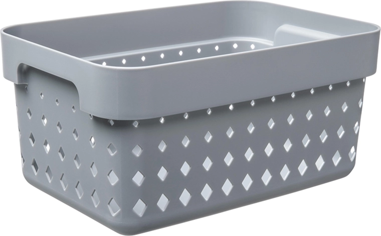 Panier Seoul petit, plastique recyclé, gris 26 × 18 × 12,6 cm
