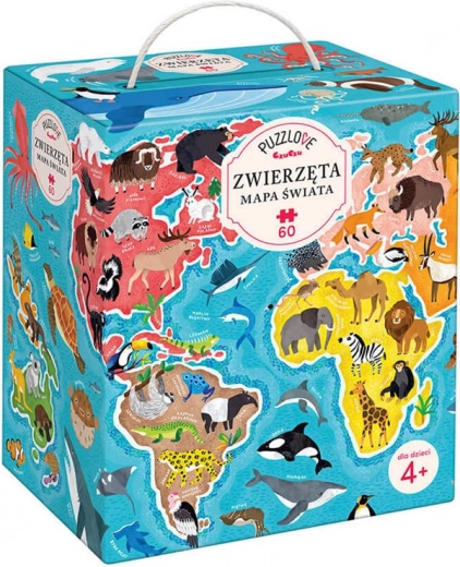 Puzzle 60 pièces Puzzlove - Carte du monde Animaux