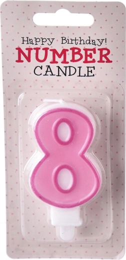 Bougie de gâteau chiffre 8 rose 7 cm