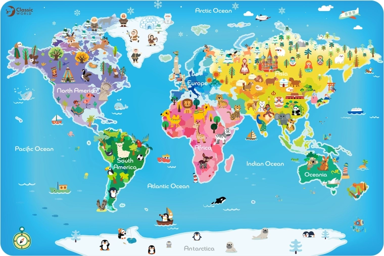 Puzzle en bois Carte du monde pour enfants Classic World