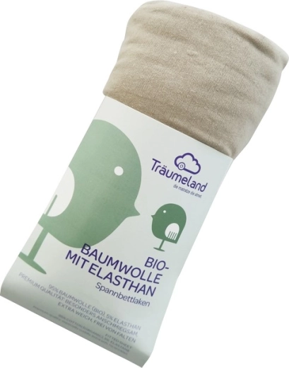 Drap-housse Träumeland en coton bio avec élasthanne 40 × 90 cm taupe
