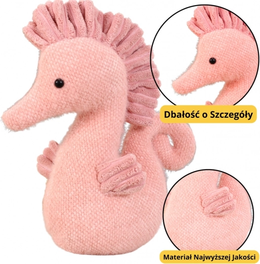 Cheval de mer en peluche rose 25 cm