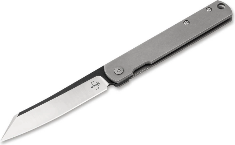 Böker Plus Zenshin couteau de poche 7,5 cm Stonewash en acier inoxydable avec clip