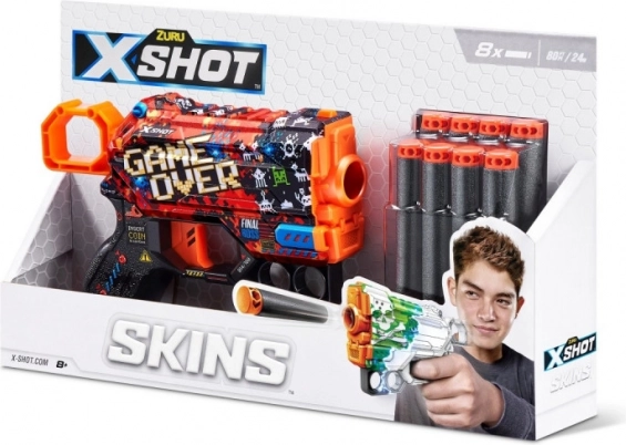 X-Shot Skins Menace – pistolet à fléchettes en mousse, motif B (8 fléchettes)