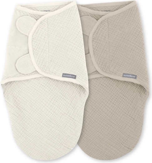 Couvertures d’emmaillotage en mousseline SwaddleMe™ Ulitka 1 TOG pour bébés de 0 à 3 mois, Cream/Cashew, 2 pièces
