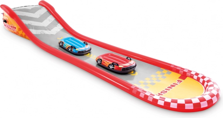 Piste de course gonflable avec toboggan et flotteurs