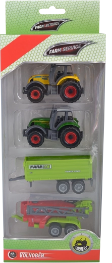 Service de ferme – ensemble de machines agricoles 1:64 (2 tracteurs, plateau et pulvérisateur)