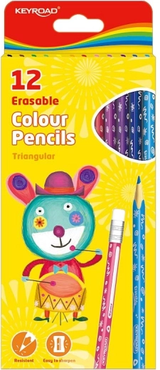 Crayons Keyroad triangulaires effaçables 12 couleurs