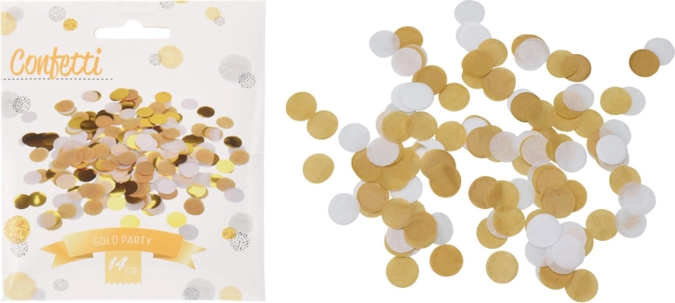Confettis de fête blancs et dorés 1,5 × 2,5 cm, 14 g