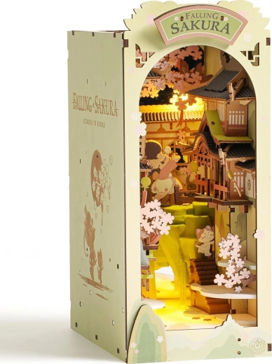 ROBOTIME FALLING SAKURA serre-livres 3D avec éclairage LED chaud (kit en bois)
