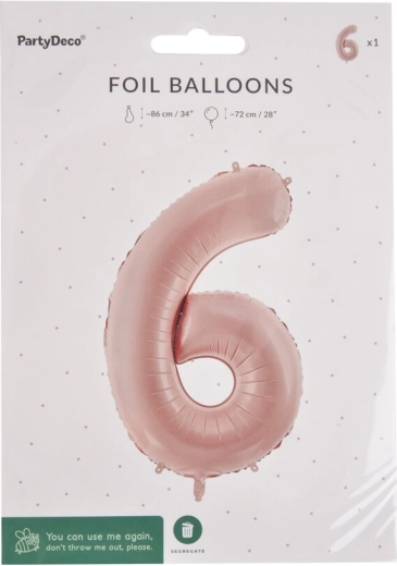 Ballon en aluminium chiffre 6 beige 72 cm