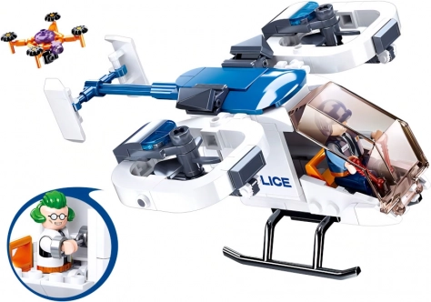 sluban hélicoptère de police avec drone – jeu de construction