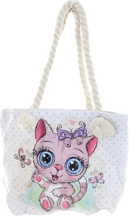 Sac bandoulière en tissu avec motif chaton