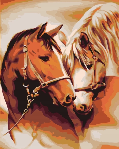 Norimpex Peinture par numéros – Portrait de chevaux qui se font des câlins 40 × 50 cm