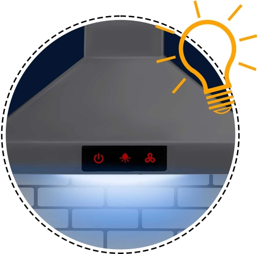 Hotte lumineuse avec panneau de commande