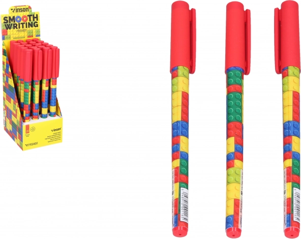 Stylo à bille encre bleue 0,7 mm – motif à petits carreaux
