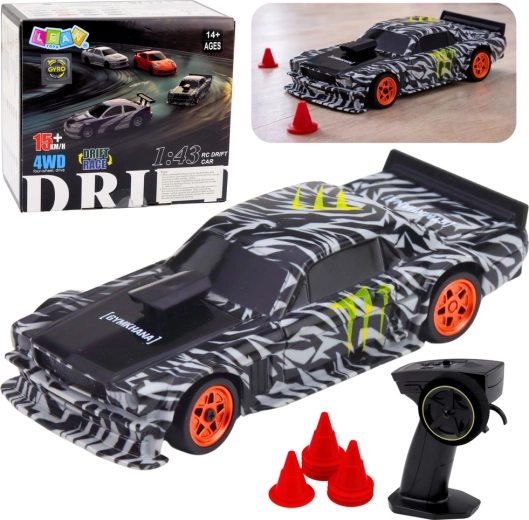 Voiture de sport RC de drift noire 1:43