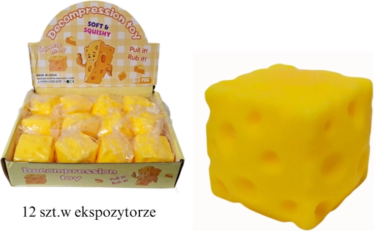 Balle antistress à presser en forme de cube de fromage