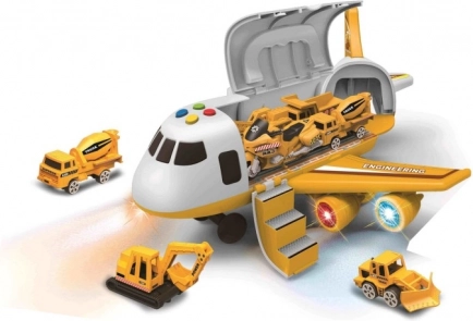 Avion de ligne avec soute et 3 petites voitures 1:64
