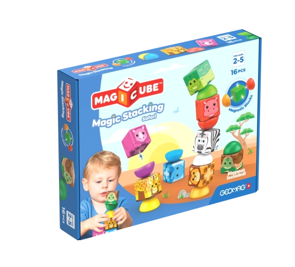 Geomag Magicube Safari, jeu de construction magnétique avec animaux, 16 pièces
