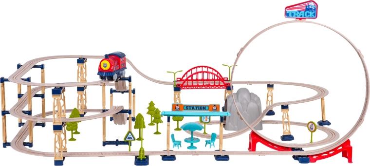 Mega set de construction circuit de train 146 pièces avec accessoires