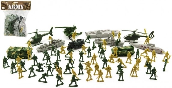 Ensemble de petits soldats en plastique avec accessoires, 81 pièces
