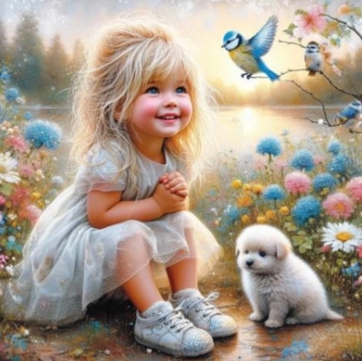 Peinture par numéros – fille heureuse 40 × 50 cm