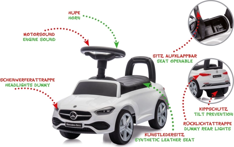 Porteur pour enfant Mercedes-Benz C-Class 2-en-1 blanc
