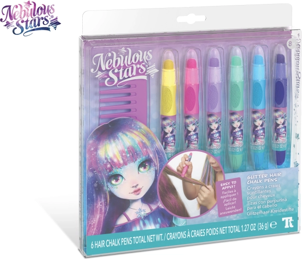 Stylos pailletés pour cheveux Nebulous Stars - 6 pièces