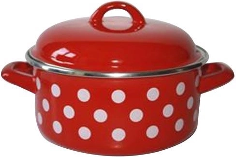 Casserole émaillée avec couvercle 20 cm 2,8 l Rouge à pois