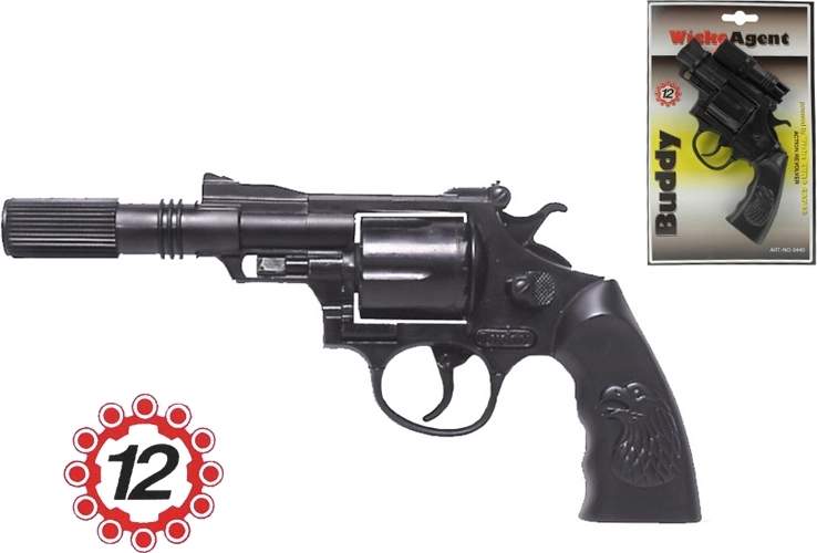 Pistolet à amorces avec silencieux 23 cm, 8 coups