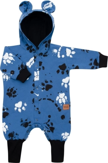 Combinaison bébé en coton avec capuche et petites oreilles New Baby Paw bleue 62 (3–6 mois)