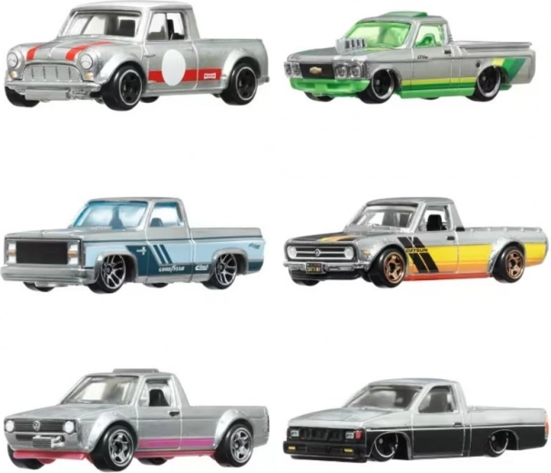 Mélange de pickups et de voitures classiques et modernes