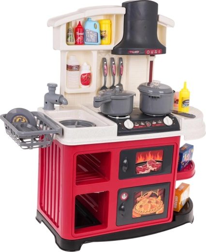 Cuisine interactive pour enfants avec eau et sons, 52 pièces – Rouge