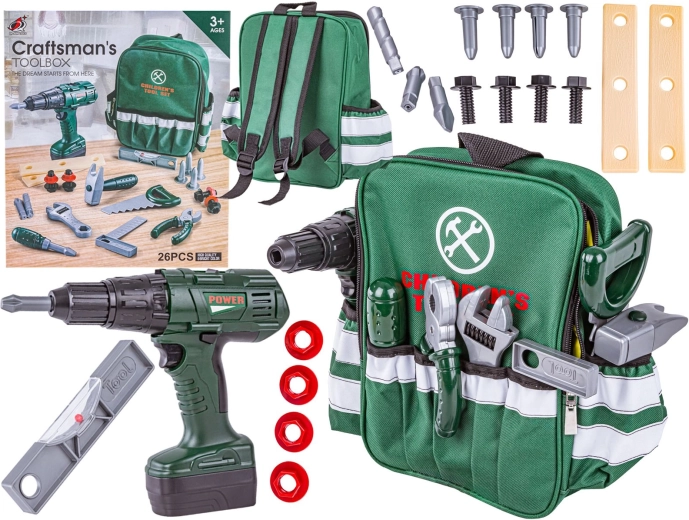 Ensemble d’outils pour enfants avec sac à dos et visseuse sans fil