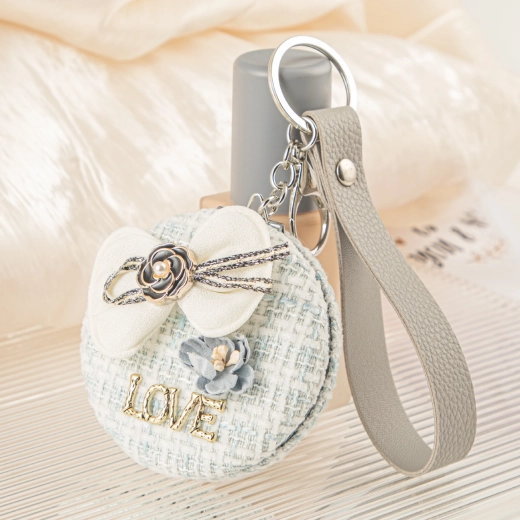 Miroir de poche Caresse bleue avec nœud et inscription LOVE