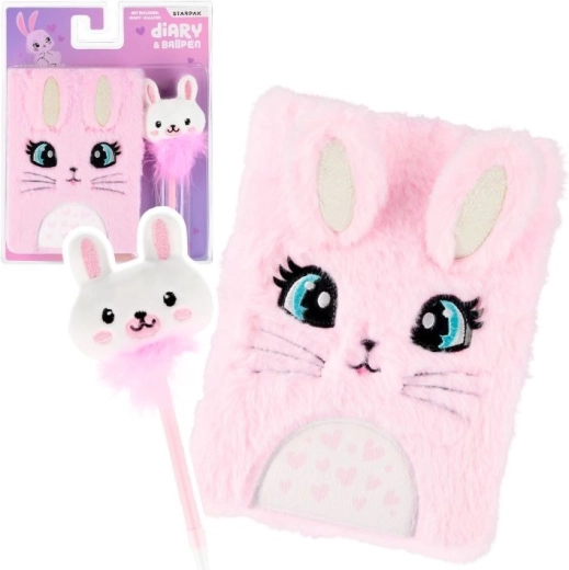 Journal en peluche A5 avec cadenas et stylo lapin - 1 pièce