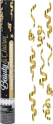 Canon à confettis avec serpentins dorés Beauty Charm