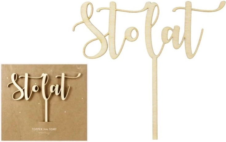 Topper de gâteau en bois « Sto lat » 14 cm