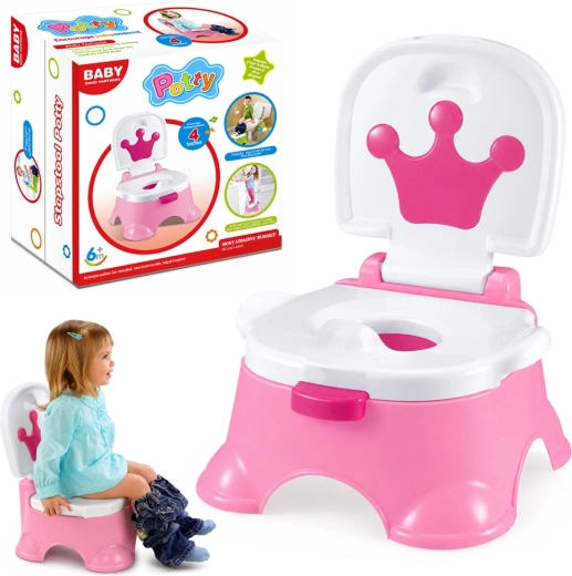 Pot interactif pour enfants 5 en 1 rose avec couronne et mélodies
