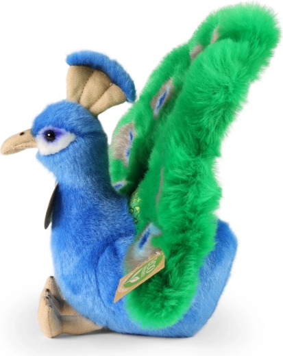 Peluche douce et queue de paon bien marquée