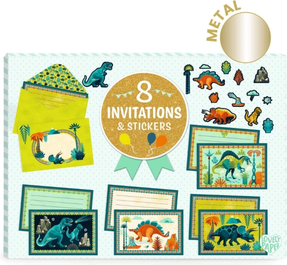 Coffret cadeau d’invitations Dinosaures DJECO