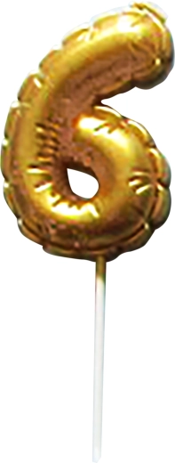 Bougie de gâteau chiffre 6 dorée TORO