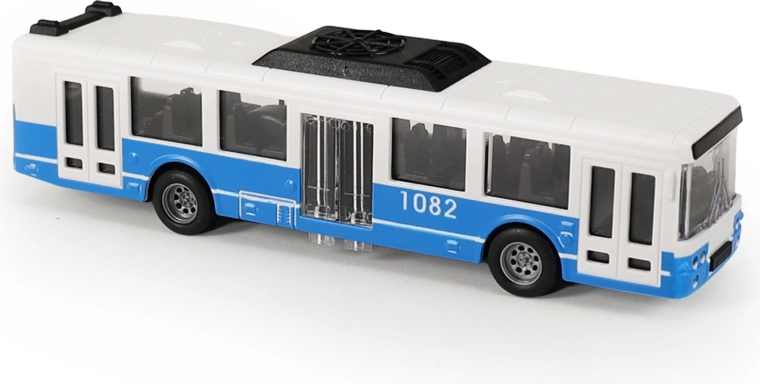 Autobus urbain bleu avec portes ouvrantes, 16 cm