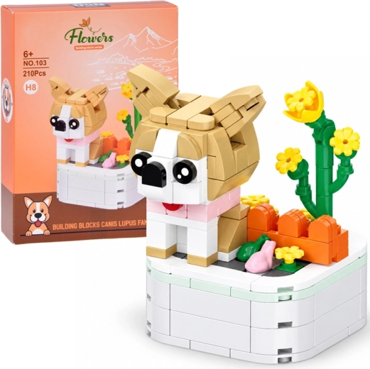 Kit de construction chien Shiba Inu sur socle, 210 pièces