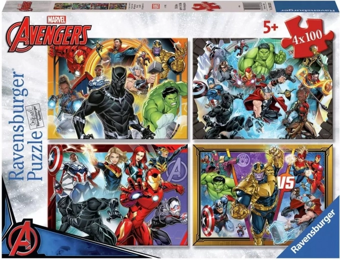 Puzzle Ravensburger Marvel : Avengers 4x100 pièces