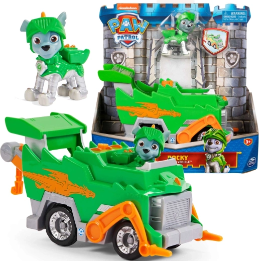 Véhicule de sauvetage chevaleresque Paw Patrol Rocky avec figurine